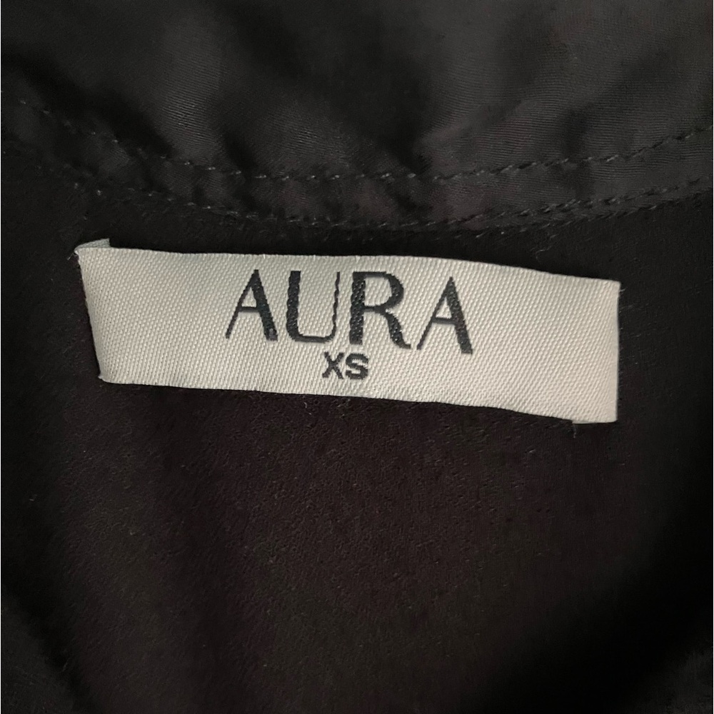 Aura Solid Black Maxi Dress Button Front Collar A… - image 3